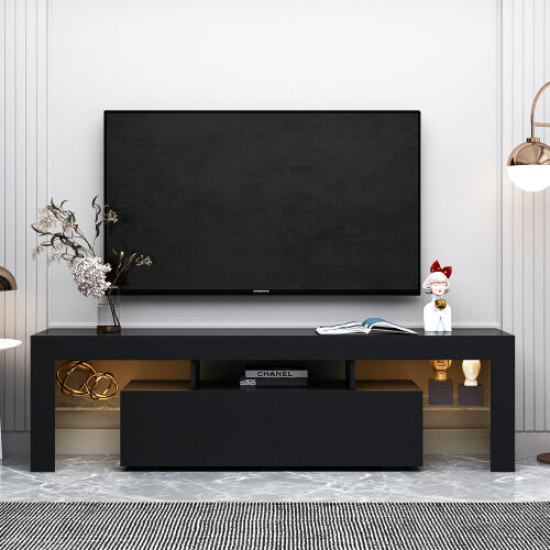 Modern Black Remote Control Lights 20 Colors LED TV Stand