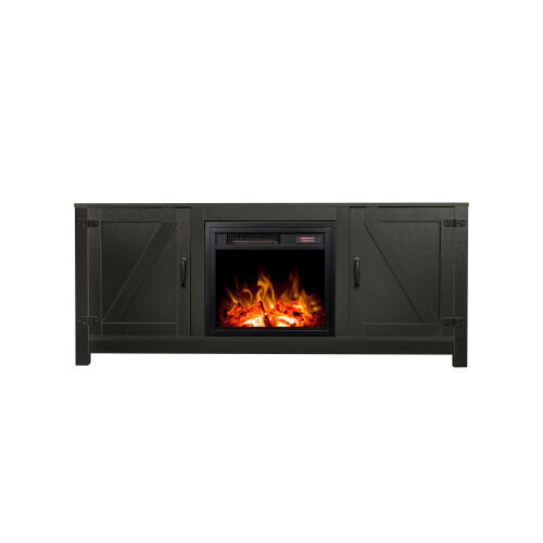  Fireplace TV Stand, Wood Entertainment Center Media Console with Storage,Black
