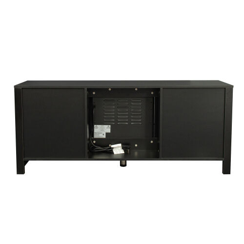  Fireplace TV Stand, Wood Entertainment Center Media Console with Storage,Black