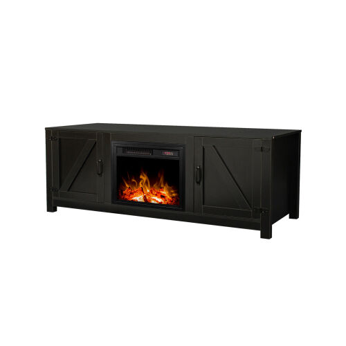 Fireplace TV Stand, Wood Entertainment Center Media Console with Storage,Black