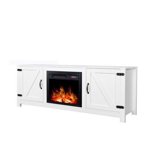 Farmhouse TV Stand, Fireplace TV Stand,White