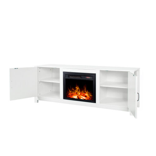 Farmhouse TV Stand, Fireplace TV Stand,White