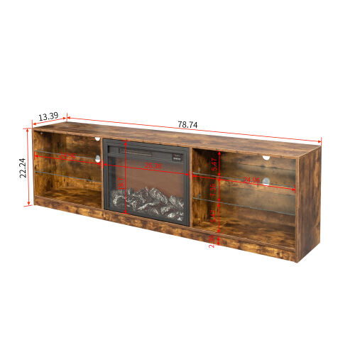 Electric Fireplace TV Console,Rustic Dark Oak