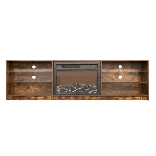 Electric Fireplace TV Console,Rustic Dark Oak