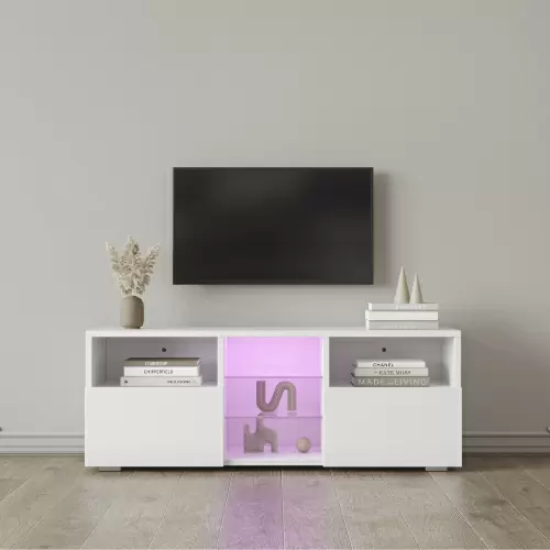 Modern Minimalist TV Cabinet Living Room with 20 colors LED Lights