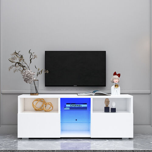 Modern Minimalist TV Cabinet Living Room with 20 colors LED Lights
