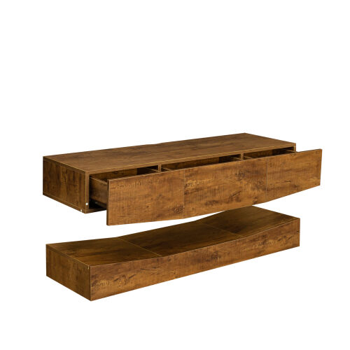 MDF  WALL-MOUNTED TV Cabinet With Three Drawers & LED Lights,Walnut