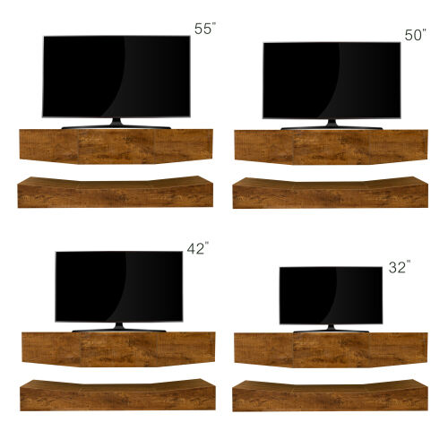 MDF  WALL-MOUNTED TV Cabinet With Three Drawers & LED Lights,Walnut
