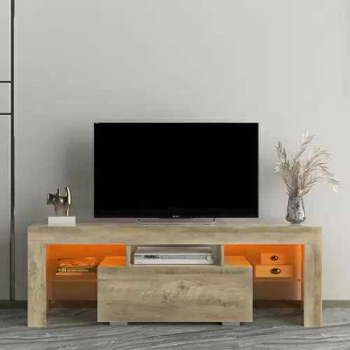 TV Stand with LED RGB Lights Flat Screen TV Cabinet