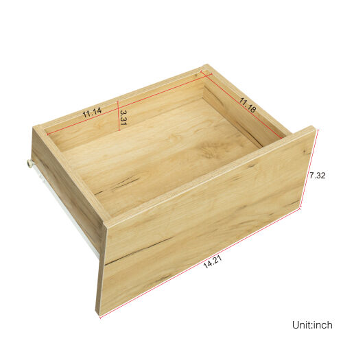 MDF UP And Down WALL-MOUNTED TV Cabinet With Three Drawers & LED Lights,OAK