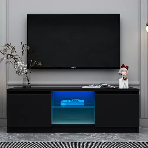 Wholesale TV Cabinet Black TV Stand with LED Lights