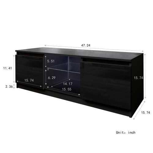 Wholesale TV Cabinet Black TV Stand with LED Lights