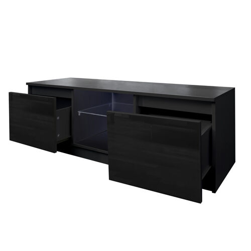 Wholesale TV Cabinet Black TV Stand with LED Lights