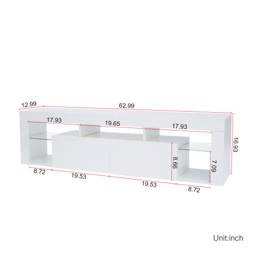 FURNITURE & RUGS TV Stand LED Wall Mounted Floating 63