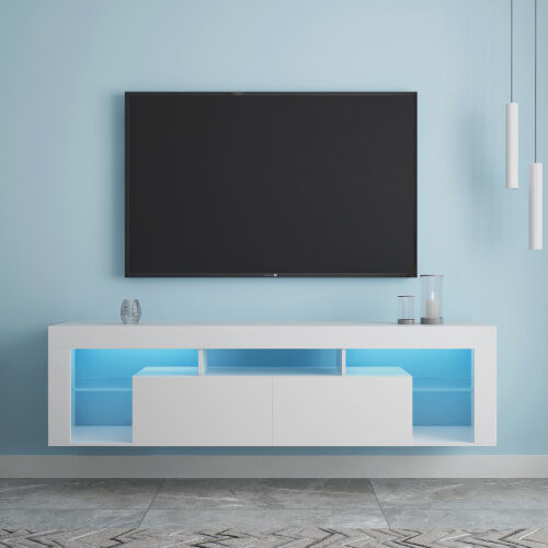 FURNITURE & RUGS TV Stand LED Wall Mounted Floating 63