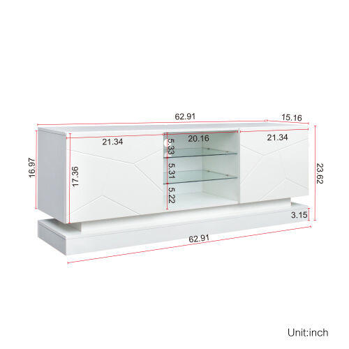 TV Cabinet Wholesale, White TV Stand with Lights, Modern LED TV Cabinet with Storage Drawers