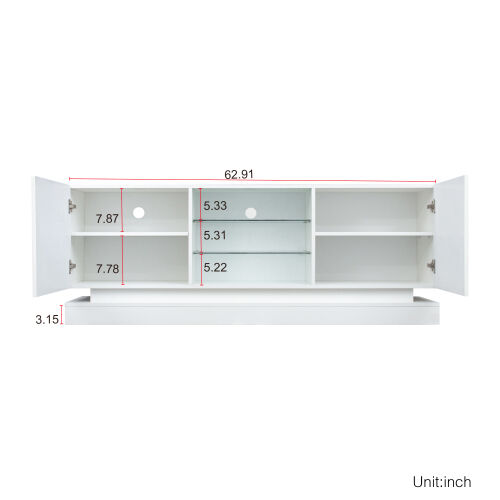 TV Cabinet Wholesale, White TV Stand with Lights, Modern LED TV Cabinet with Storage Drawers