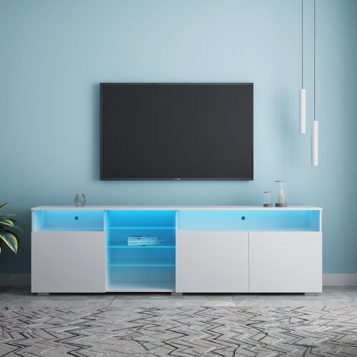 TV Stand High Gloss Doors Modern TV Stand LED ,White