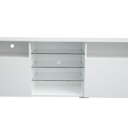 TV Stand High Gloss Doors Modern TV Stand LED ,White