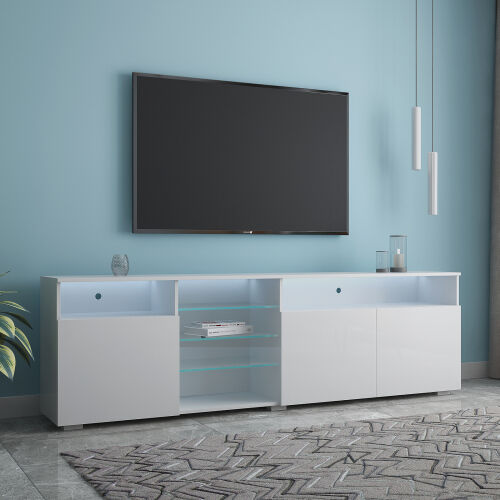 TV Stand High Gloss Doors Modern TV Stand LED ,White