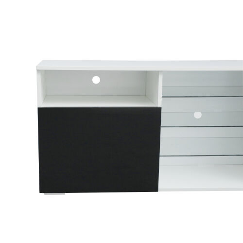 TV Stand High Gloss Doors Modern TV Stand LED,White/Black