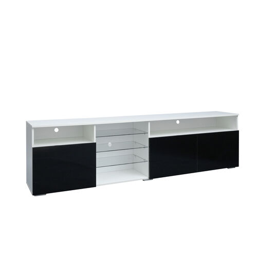 TV Stand High Gloss Doors Modern TV Stand LED,White/Black