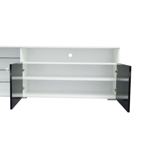 TV Stand High Gloss Doors Modern TV Stand LED,White/Black