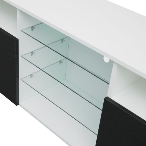 TV Stand High Gloss Doors Modern TV Stand LED,White/Black