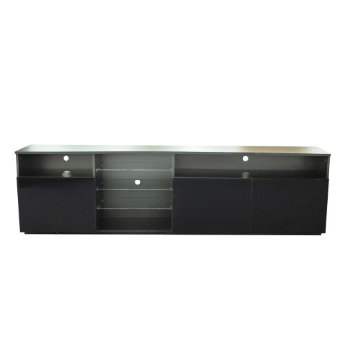 TV Stand Matte Body High Gloss Doors Modern TV Stand LED,Black