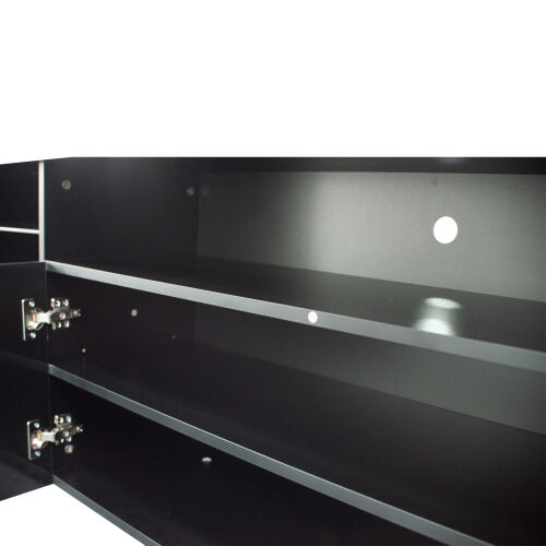 TV Stand Matte Body High Gloss Doors Modern TV Stand LED,Black