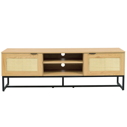 60 inch Wide with MDF Boards Frame and Iron Support Artificial Rattan Ornament fit TV up to 65 inch.