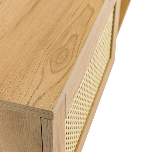 60 inch Wide with MDF Boards Frame and Iron Support Artificial Rattan Ornament fit TV up to 65 inch.