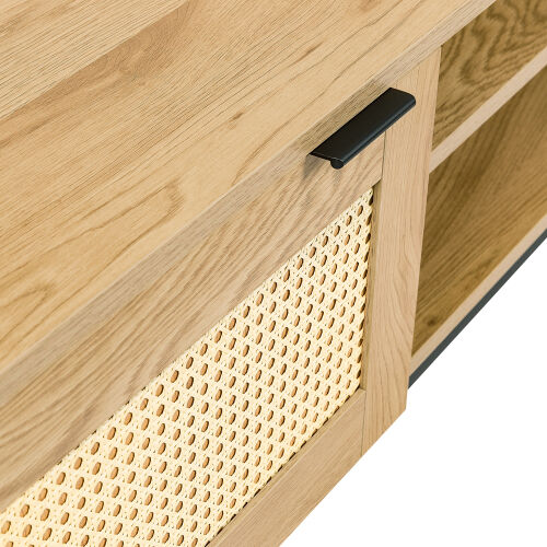 60 inch Wide with MDF Boards Frame and Iron Support Artificial Rattan Ornament fit TV up to 65 inch.