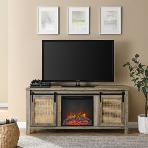 Rattan TV Stand for TVs up to 65