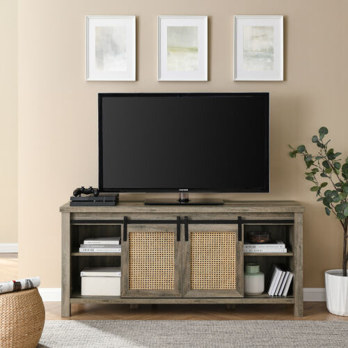 Rattan TV Stand for TVs up to 65
