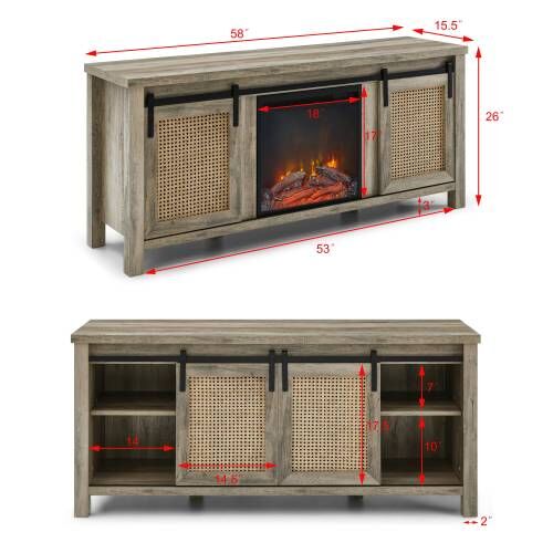 Rattan TV Stand for TVs up to 65