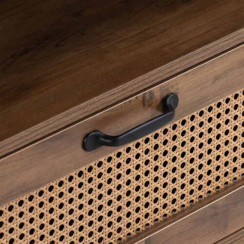  TV cabinet with a maximum size of 55 inches, rattan cabinet door, slide rail design