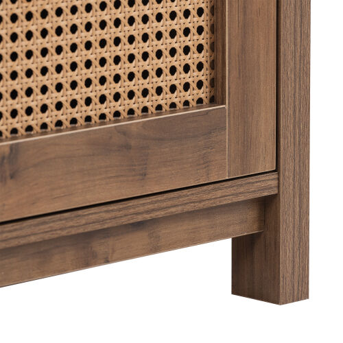  TV cabinet with a maximum size of 55 inches, rattan cabinet door, slide rail design