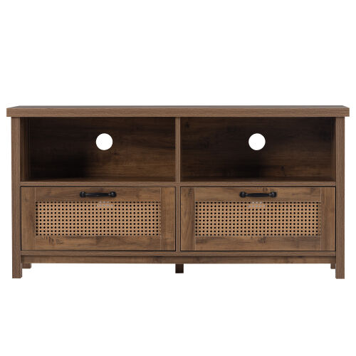  TV cabinet with a maximum size of 55 inches, rattan cabinet door, slide rail design