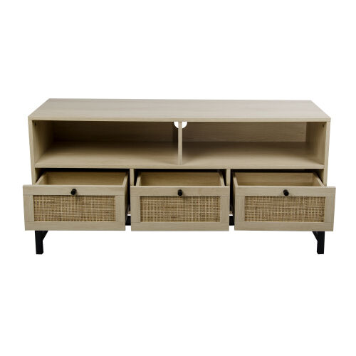 Entertainment Center Media Console Table Storage Desk for Up to 50 Inch TV,Rattan