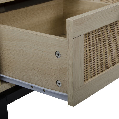 Entertainment Center Media Console Table Storage Desk for Up to 50 Inch TV,Rattan