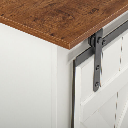 Farmhouse Sliding Barn Door TV Stand for TV up to 65 Inch Walnut