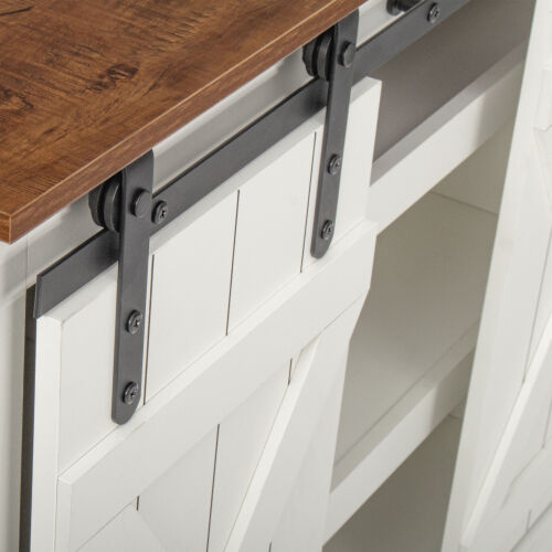 Farmhouse Sliding Barn Door TV Stand for TV up to 65 Inch Walnut