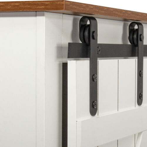 Farmhouse Sliding Barn Door TV Stand for TV up to 65 Inch Walnut
