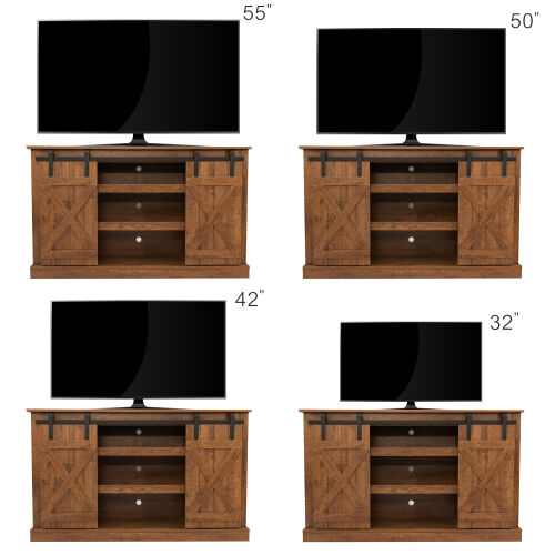Farmhouse Sliding Barn Door TV Stand for TV up to 65 Inch,White