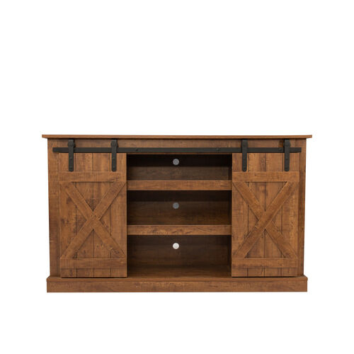 Farmhouse Sliding Barn Door TV Stand for TV up to 65 Inch,White