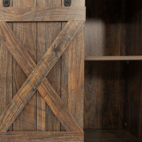 Farmhouse Sliding Barn Door TV Stand for TV up to 65 Inch ,Espresso