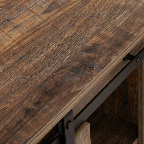 Farmhouse Sliding Barn Door TV Stand for TV up to 65 Inch ,Espresso