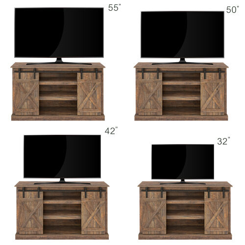 Farmhouse Sliding Barn Door TV Stand for TV up to 65 Inch ,Espresso