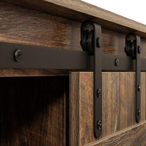 Farmhouse Sliding Barn Door TV Stand for TV up to 65 Inch ,Espresso